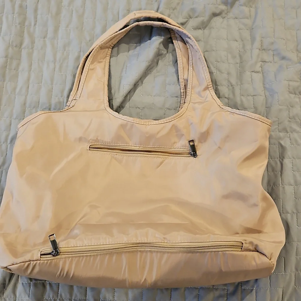 Zooeass Tan Nylon Travel Shoulder Bag Tote Gym Bag - Picture 1 of 5